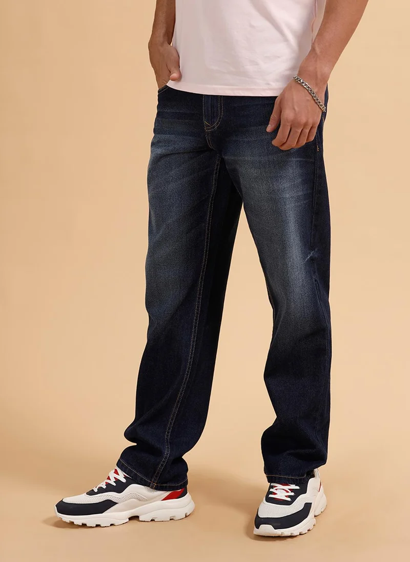 روجن Heavy Fade Anti Fit Jeans | Dark Blue